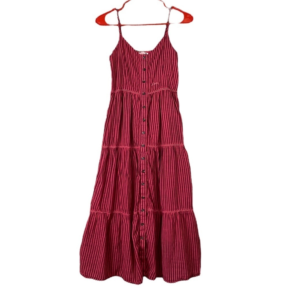 ANTHROPOLOGIE Sundry pink striped tiered sundress dress Size 1 Small